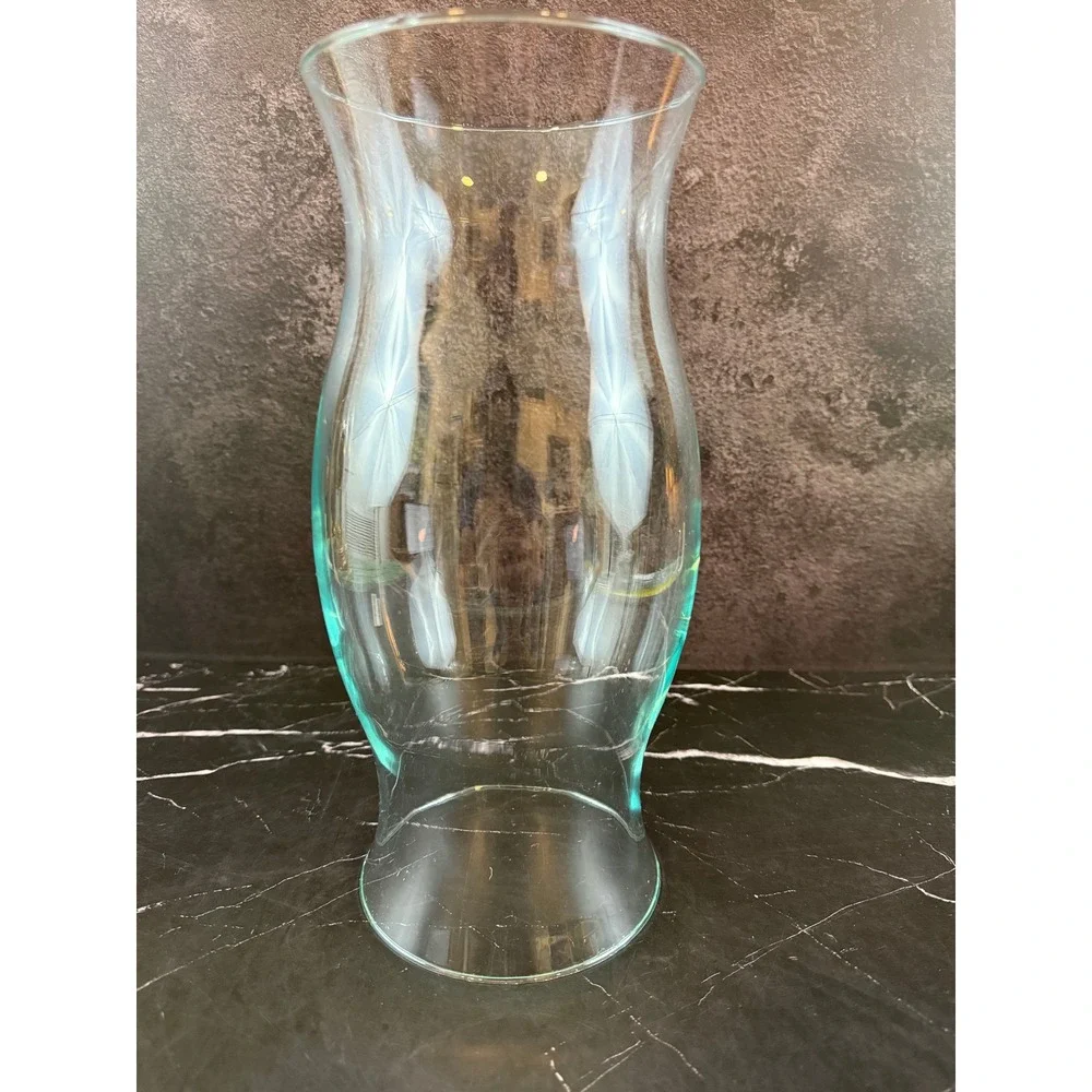 Hand Blown Clear Glass Hurricane Chimney Candle Holder Cover 11.5in MINT!